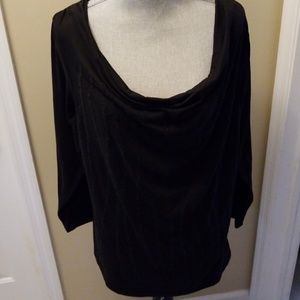 Black blouse swoop neckline